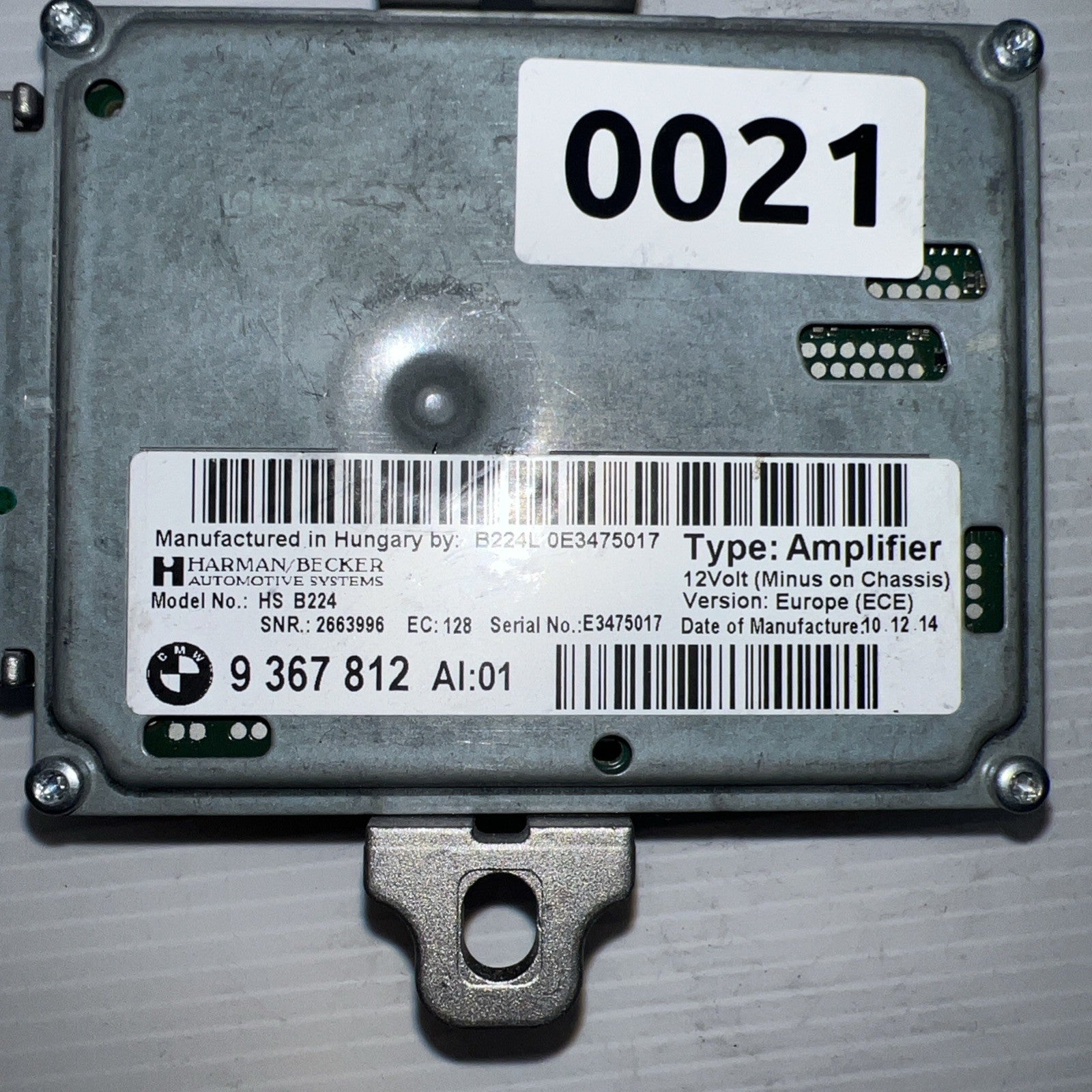 2011-2016 BMW F10 528i 535i 550i Harman Becker HS B101 AMP Amplifier OEM 9367812