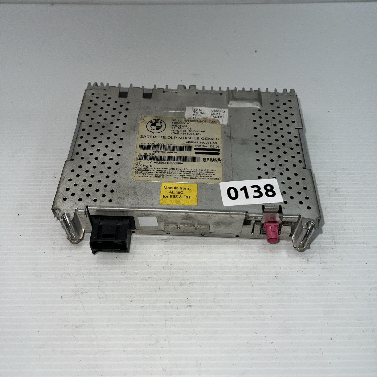 BMW/ X5 1 3 5 6 7 X6 Z4 SERIES OEM SATELLITE RADIO MODULE SIRIUS GEN2.5  9192274