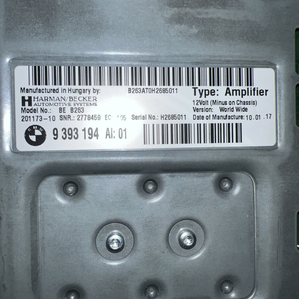 2014–2018 BMW M3 F80 Harman Becker Audio Amplifier AMP OEM 9393194 65129393194 