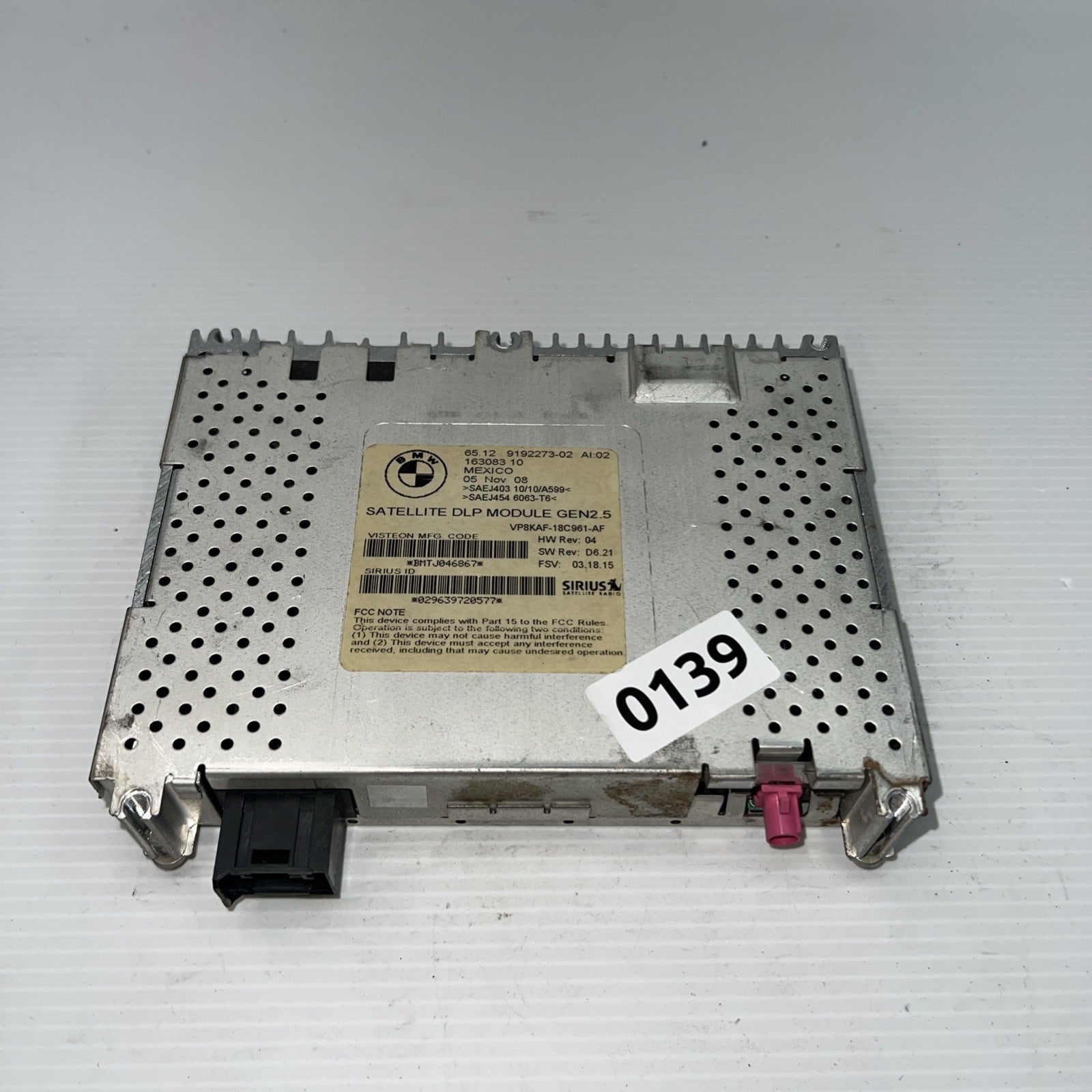 BMW Satellite DLP Module GEN2.5 Sirius Radio Tuner OEM 65.12-9192273-02 E63 E64